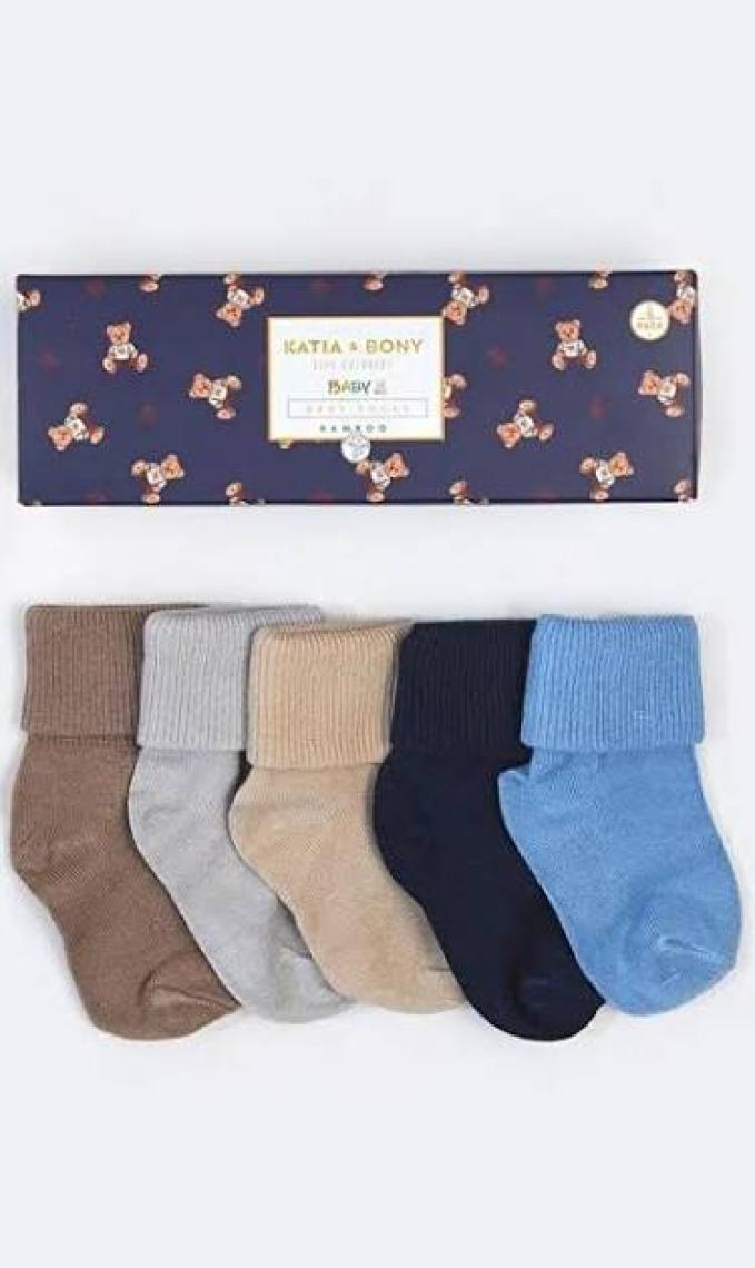 Katia & Bony   Renkli Yenidoğan Bamboo Blue Mix 5 Li Bebek Çorap