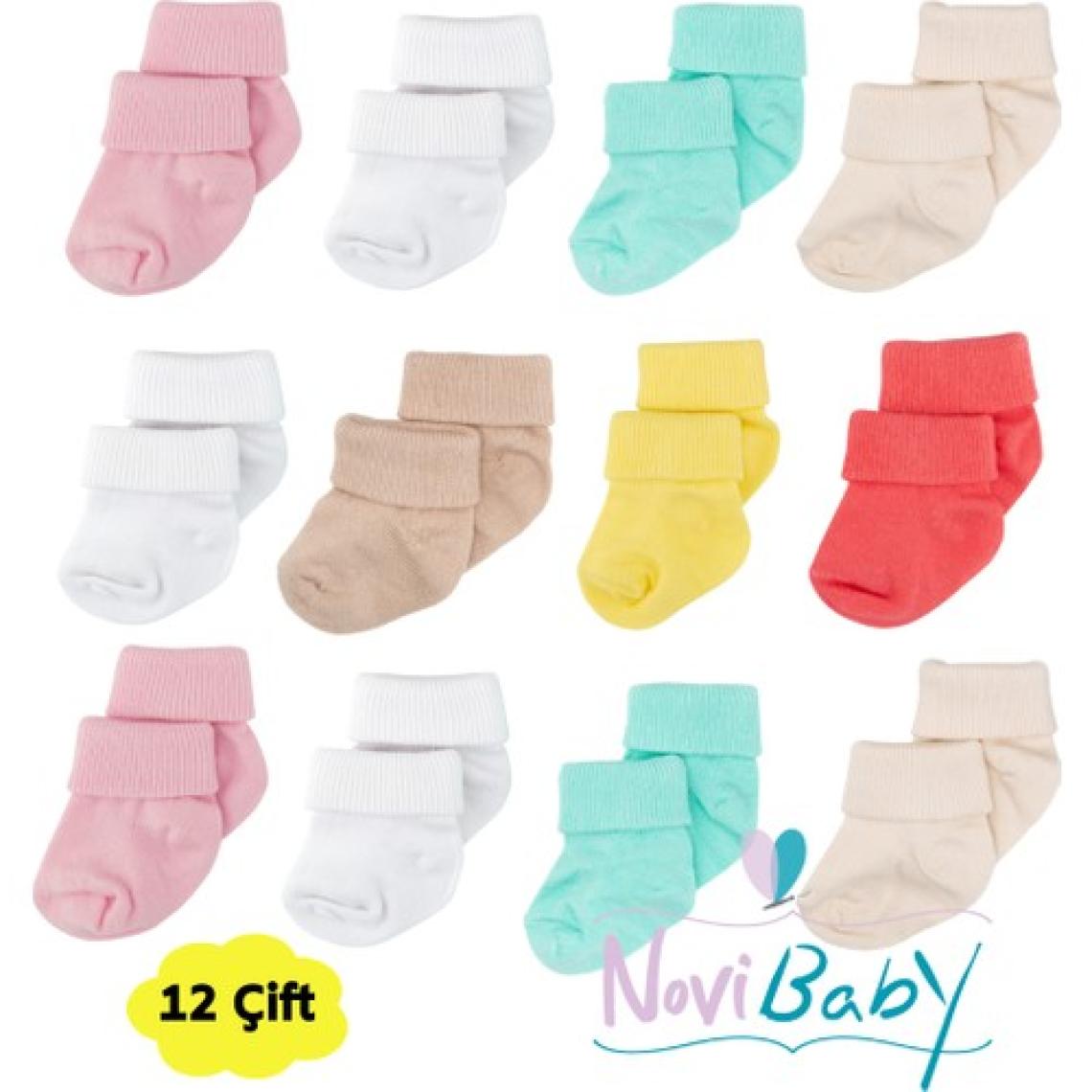 Novibaby 12'li Bambu Yenidoğan Bebek Çorap I Baby Girl I Kız Erkek Bebek Çorabı
