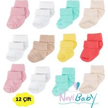 Novibaby 12'li Bambu Yenidoğan Bebek Çorap I Baby Girl I Kız Erkek Bebek Çorabı