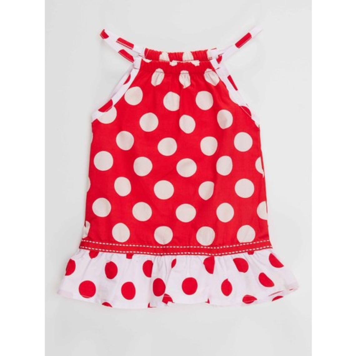Denokids Kırmızı Puantiye Kız Bebek Yazlık Elbise