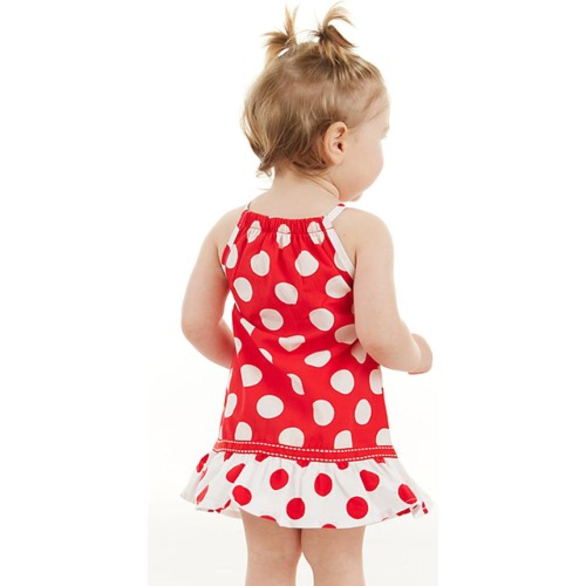 Denokids Kırmızı Puantiye Kız Bebek Yazlık Elbise
