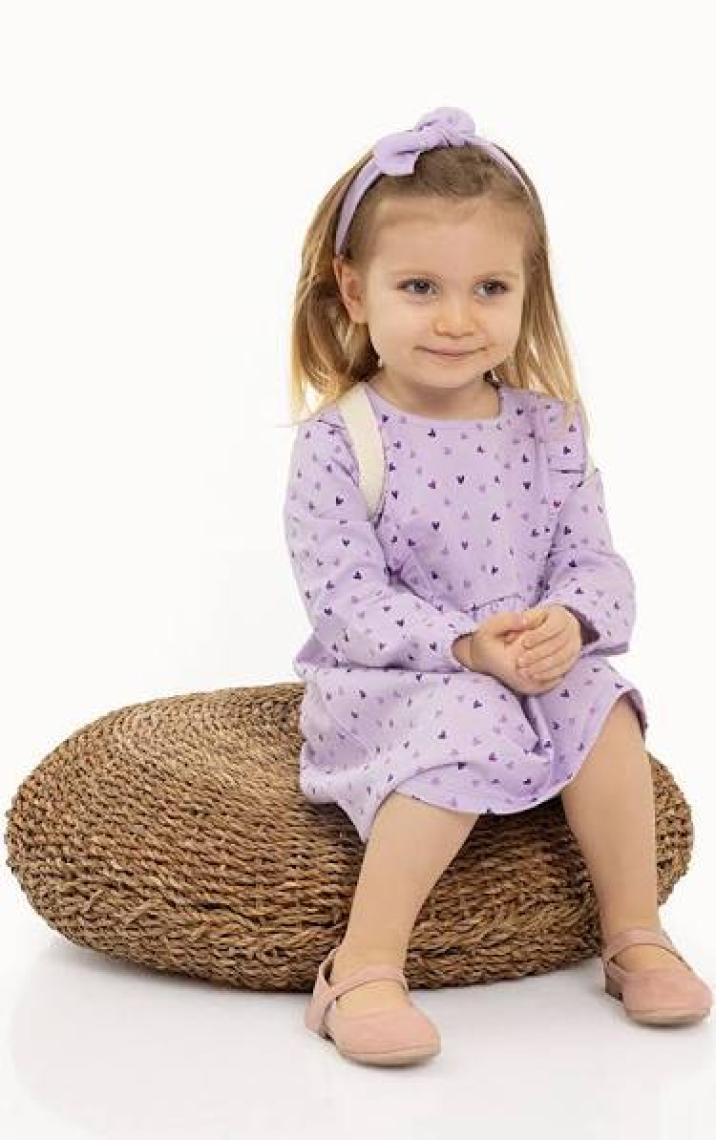 HelloBaby  Basic Kız Kalp Desenli Fırfırlı Elbise Kız Bebek