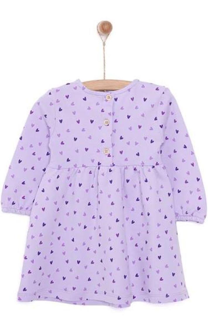 HelloBaby  Basic Kız Kalp Desenli Fırfırlı Elbise Kız Bebek