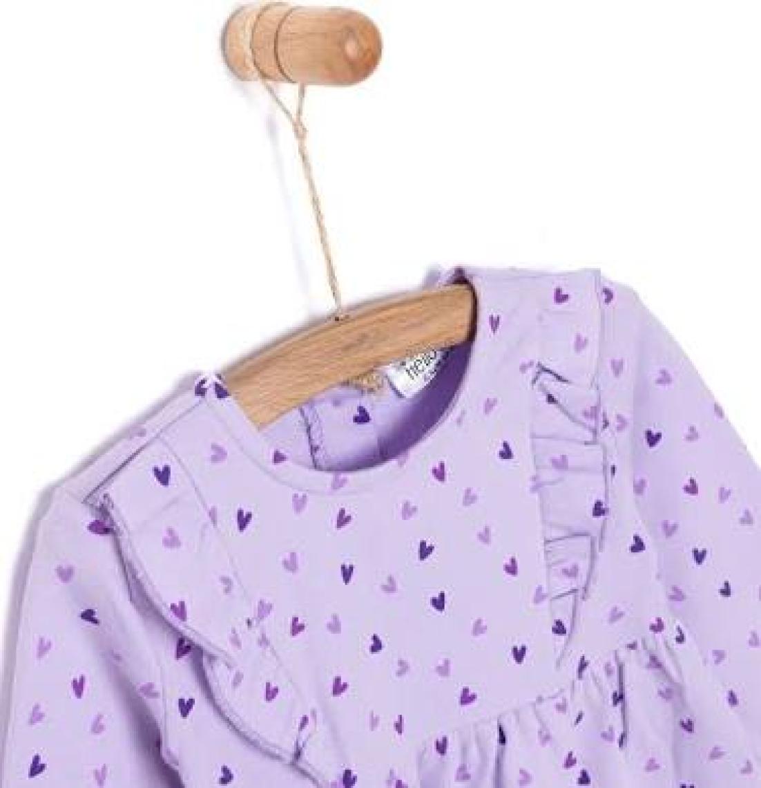 HelloBaby  Basic Kız Kalp Desenli Fırfırlı Elbise Kız Bebek