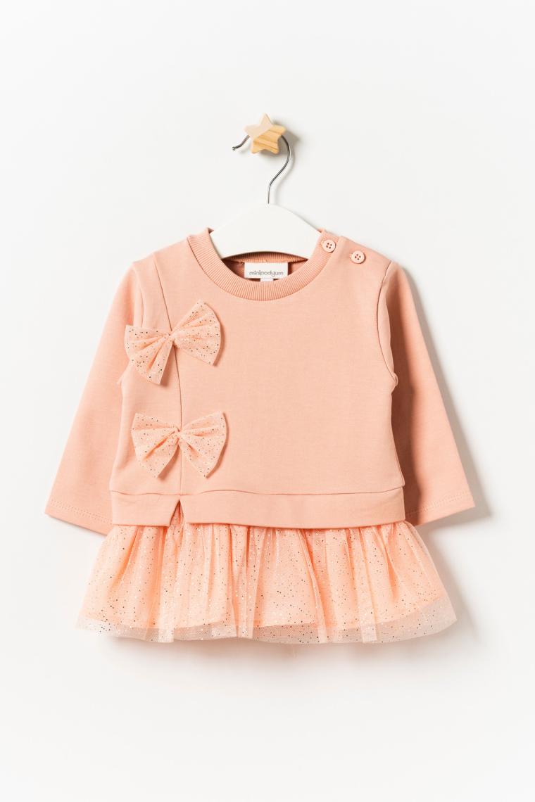 Mevsimlik Uzun Kollu %100 Pamuk Astarlı Kız Bebek Tüllü Elbise