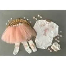 Furya Kız Bebek 1 Yaş Doğum Günü Elbisesi Yaş Renkli Tütü Etek 5 Parça Kız Bebek Doğum Günü Hediyesi