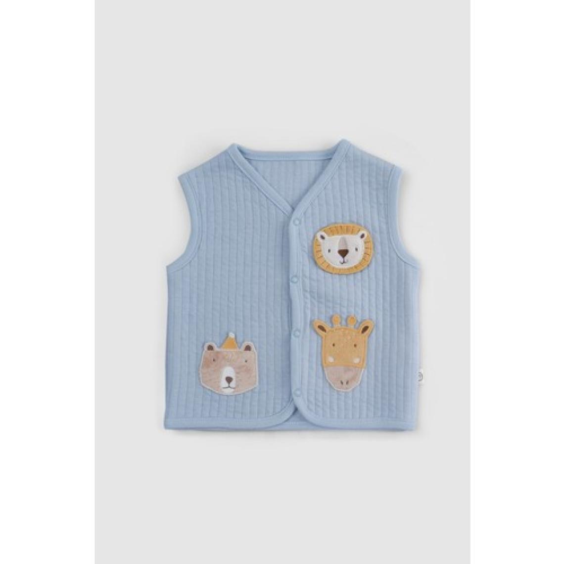 Little Gusto Kapitone Animal Aplikeli Mavi Bebek Yelek