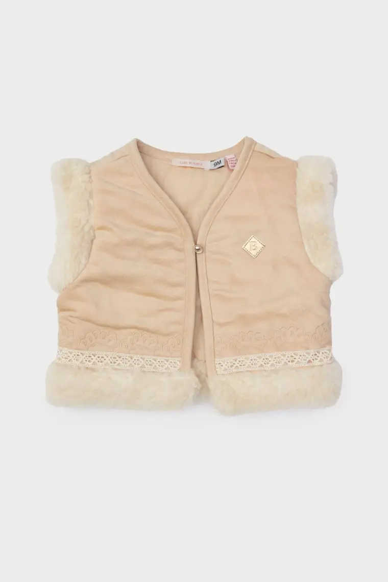 Gb Baby Layette Kız Bebek Ekru Yelek 23FW1BG2730