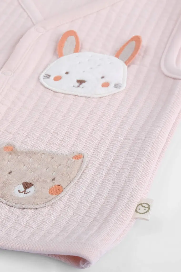 Little Gusto Kapitone Aplikeli Pembe Bebek Yelek