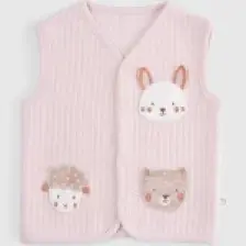 Little Gusto Kapitone Aplikeli Pembe Bebek Yelek