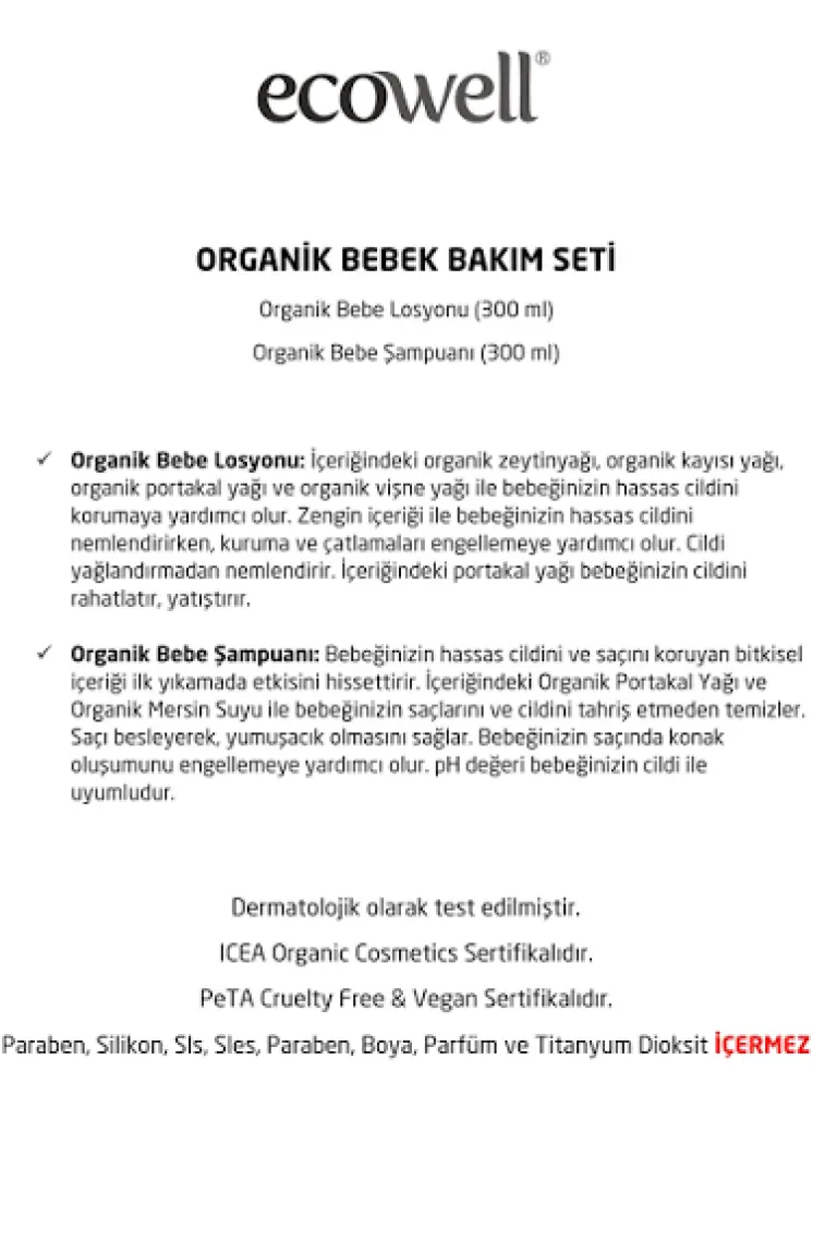 Bebek Saç & Vücut Şampuanı + Nemlendirici Yüz & Vücut Losyonu, Organik & Vegan Sertifikalı 2 x 300ml