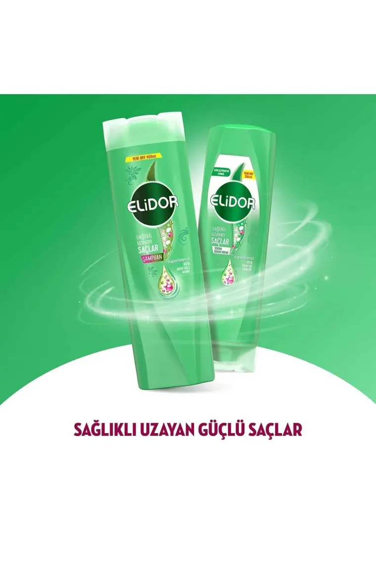 Elidor Superblend Saç Bakım Şampuanı Sağlıklı Uzayan Saçlar Biotin Argan Yağı Arjinin 400 ml X3