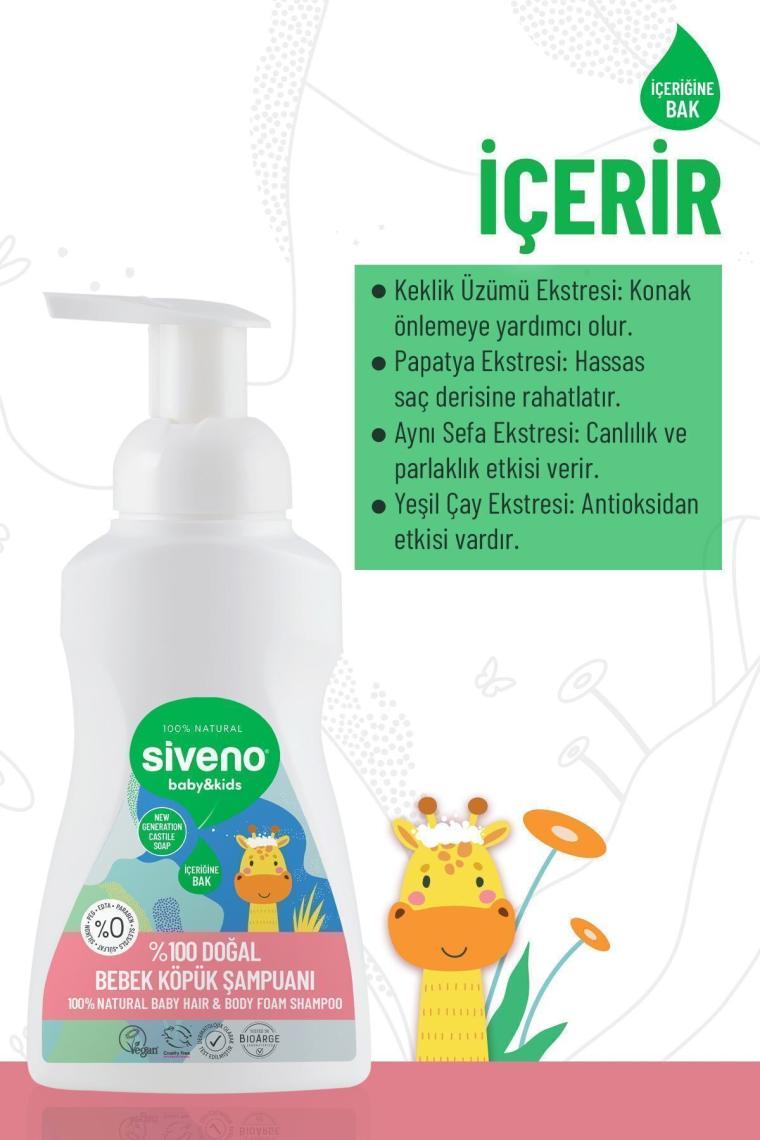 %100 Doğal Bebek Köpük Şampuanı Yenidoğan Saç Ve Vücut Için Nemlendirici Bitkisel Vegan 250 ml