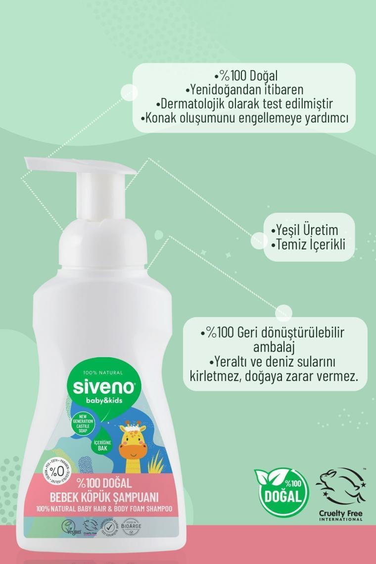 %100 Doğal Bebek Köpük Şampuanı Yenidoğan Saç Ve Vücut Için Nemlendirici Bitkisel Vegan 250 ml