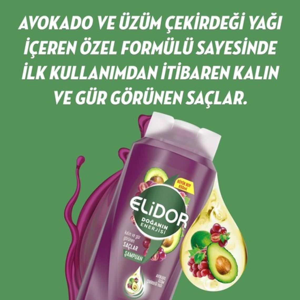 Elidor Doğanın Enerjisi Kalın ve Gür Saçlar Avokado Özlü Saç Bakım Şampuanı 650 ML