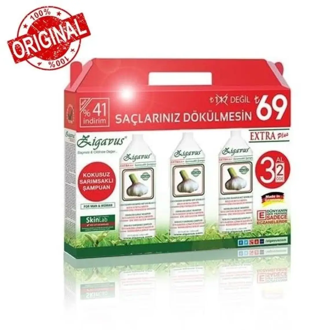 Zigavus Saç Dökülmelerine Karşı Kokusuz Sarımsaklı Şampuan 450ml