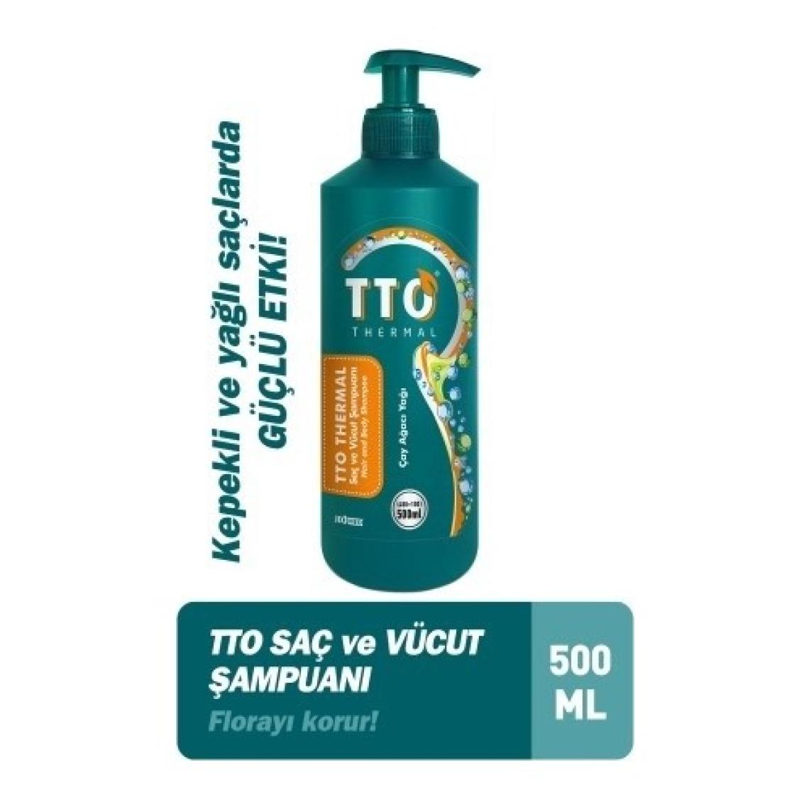 TTO Thermal Saç ve Vücut Şampuanı - Saçları Güçlendirir, Kepeğe Karşı Etkili, 500 ml, Bitkisel Formül, Paraben İçermez