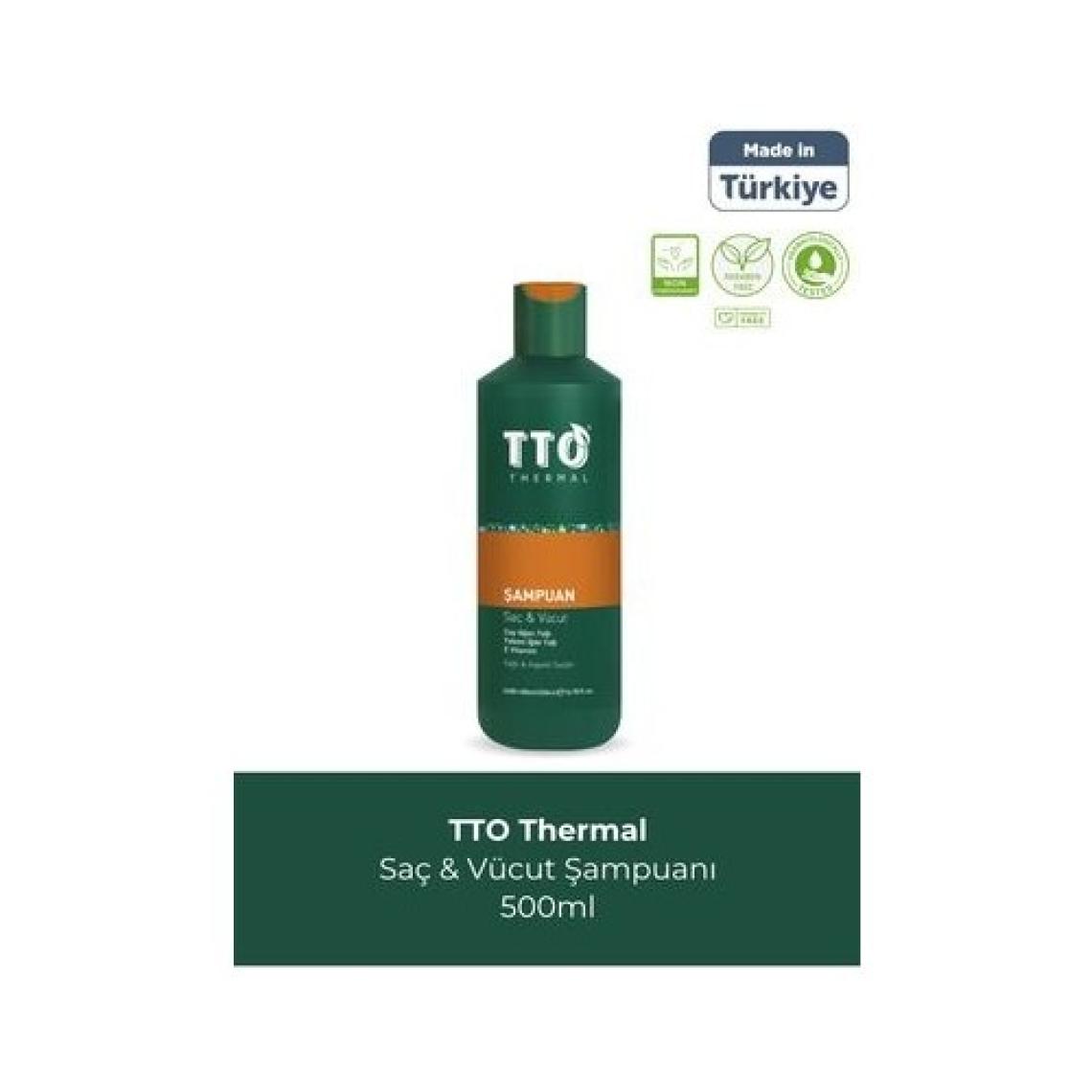 TTO Thermal Saç ve Vücut Şampuanı - Saçları Güçlendirir, Kepeğe Karşı Etkili, 500 ml, Bitkisel Formül, Paraben İçermez