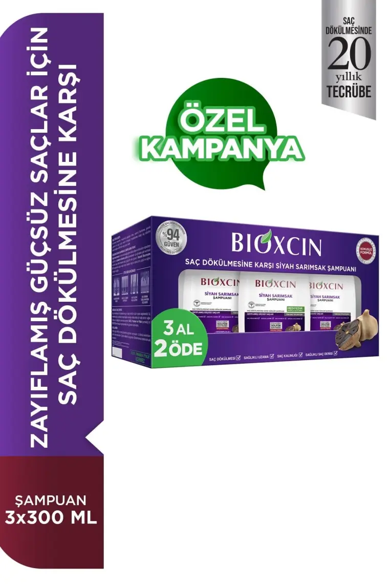 Bioxcin Siyah Sarımsak Şampuanı 3 al 2 öde (3x300ml)