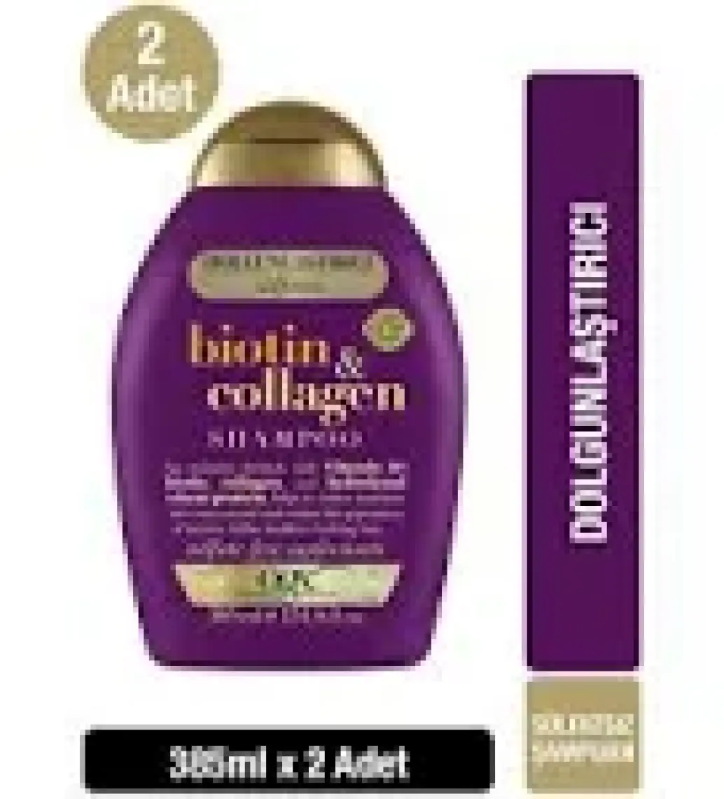 OGX Biotin Collagen Şampuan - Saçları Besleyip Dolgunlaştıran, Canlandırıcı ve Sülfatsız, 2×385 ml