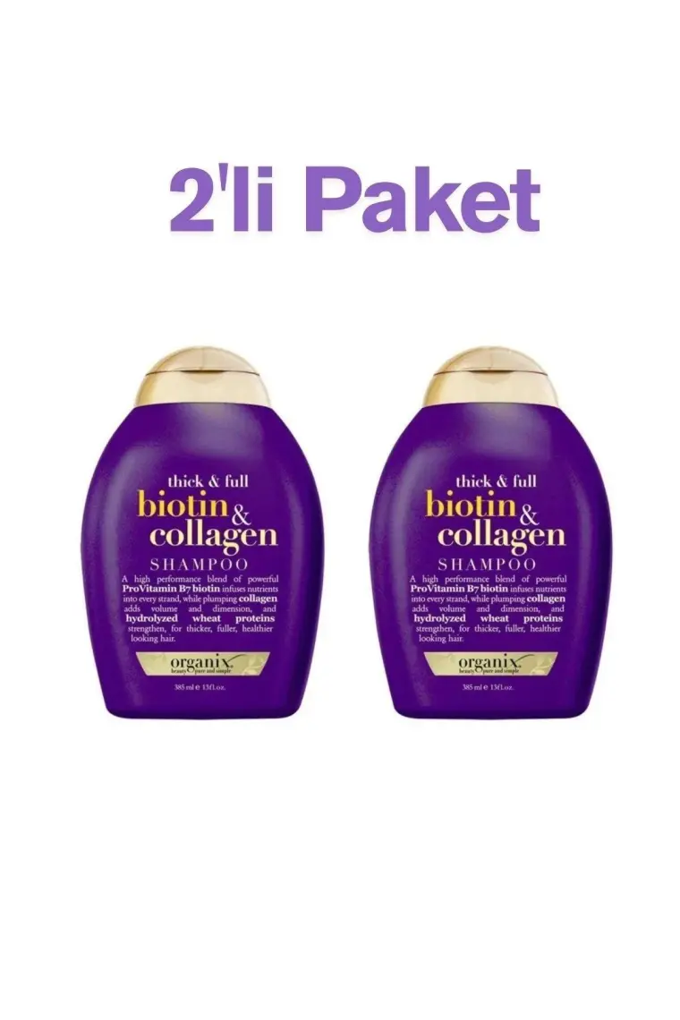 OGX Biotin Collagen Şampuan - Saçları Besleyip Dolgunlaştıran, Canlandırıcı ve Sülfatsız, 2×385 ml