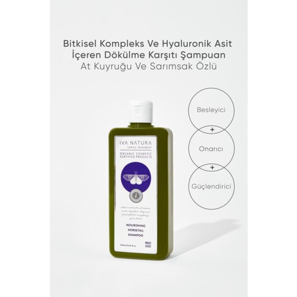 IVA NATURA Organik Hyaluronik Asit İçeren Besleyici Şampuan At Kuyruğu Bitkisi Özlü 350 ML