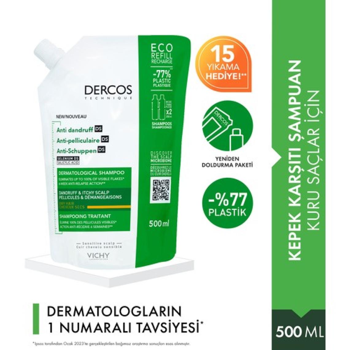 Vichy Dercos Anti-Dandruff Kuru Saçlar için Kepeğe Karşı Şampuan 500 ml