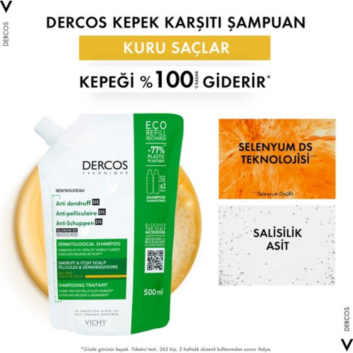 Vichy Dercos Anti-Dandruff Kuru Saçlar için Kepeğe Karşı Şampuan 500 ml