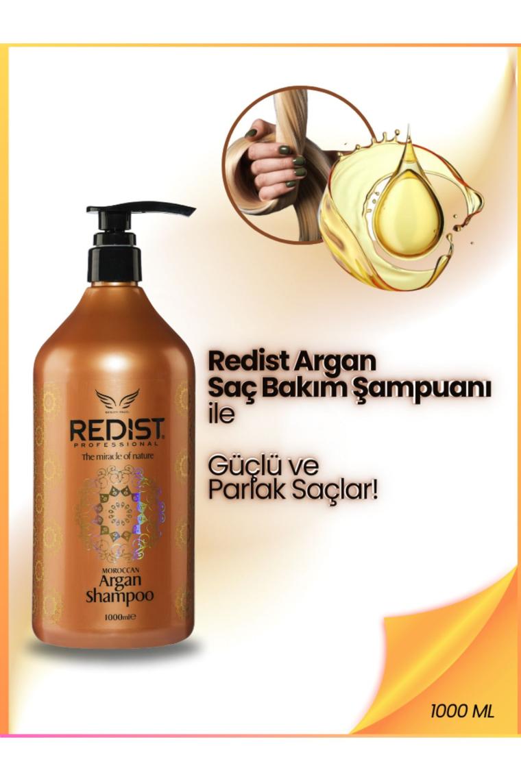 Redist Argan Yağlı Saç Bakım Şampuan 1000Ml + Pro Fön Fırçası Hediye