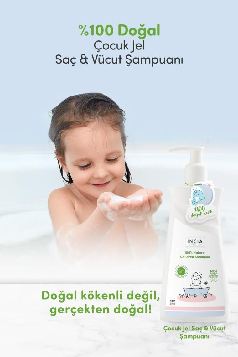 %100 Doğal Organik Sertifikalı Bebek Ve Çocuk Jel Şampuanı Saç Vücut Lavanta Konak Önleyici 350 ml