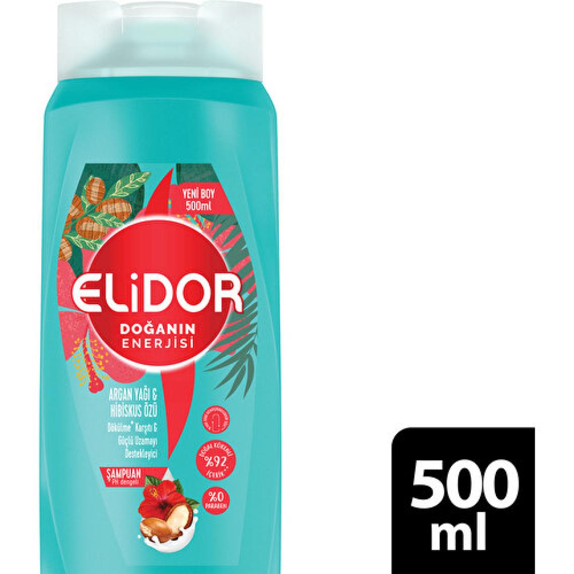 Elidor Doğanın Enerjisi Argan Yağı & Hibiskus Özü Dökülme Karşıtı Şampuan 500 ml