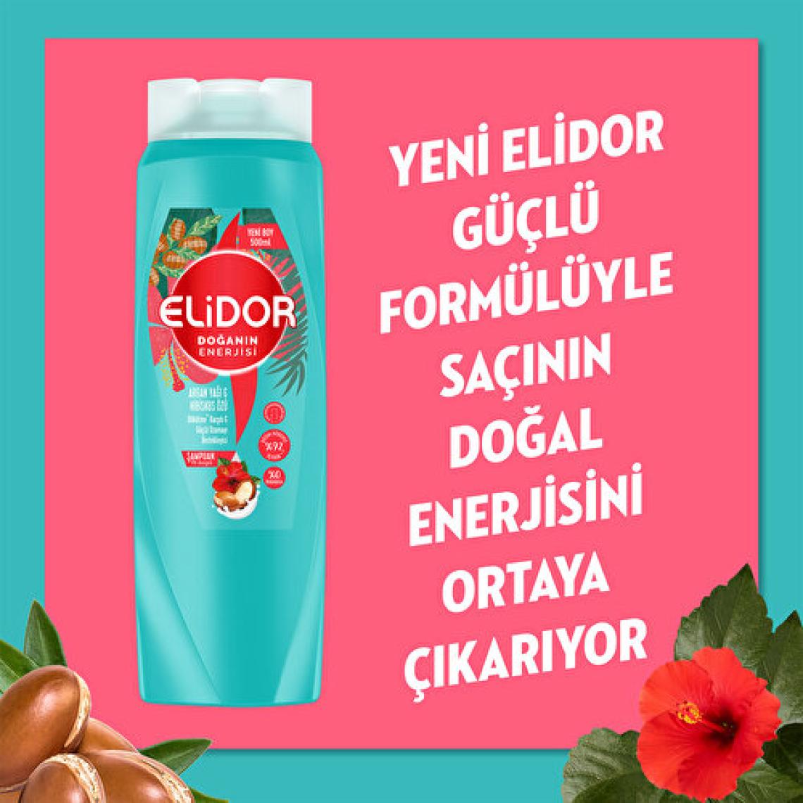 Elidor Doğanın Enerjisi Argan Yağı & Hibiskus Özü Dökülme Karşıtı Şampuan 500 ml