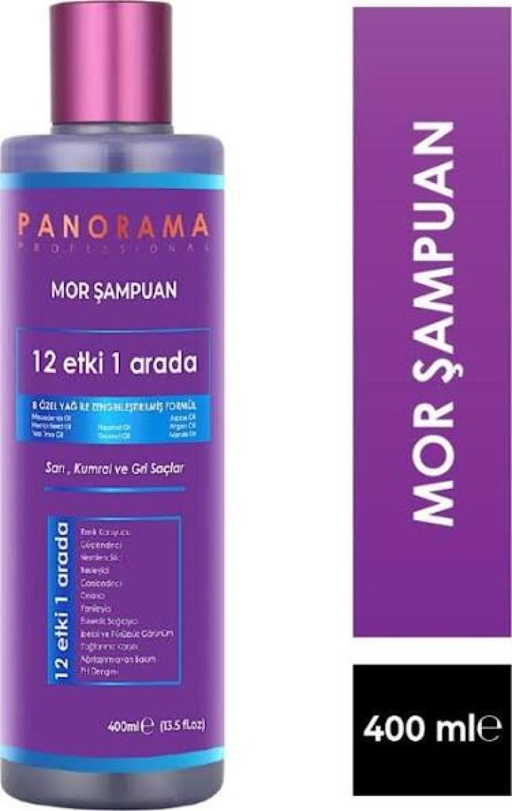 Panorama Professional 400 ml Mor Şampuan Sarı, Kumral ve Gri Saçlar için / Turunculaşma Karşıtı Bakım / Zengin Menekşe Pigmentleri ile Formüle edilmiş / 8 Özel Yağ