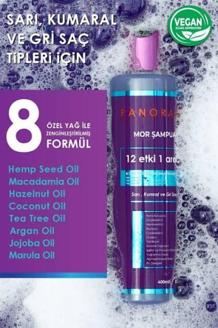 Panorama Professional 400 ml Mor Şampuan Sarı, Kumral ve Gri Saçlar için / Turunculaşma Karşıtı Bakım / Zengin Menekşe Pigmentleri ile Formüle edilmiş / 8 Özel Yağ
