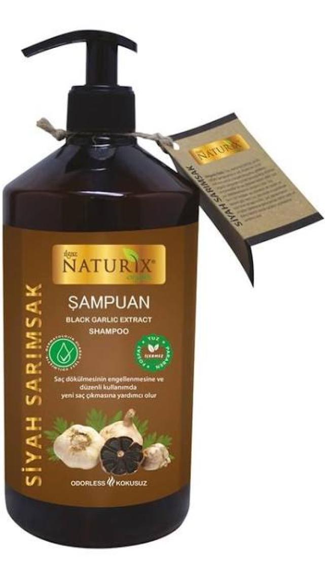 Naturix Tüm Saç Tipleri Için Doğal Siyah Sarımsak Özlü 600 ml Etkili Bakım Şampuanı