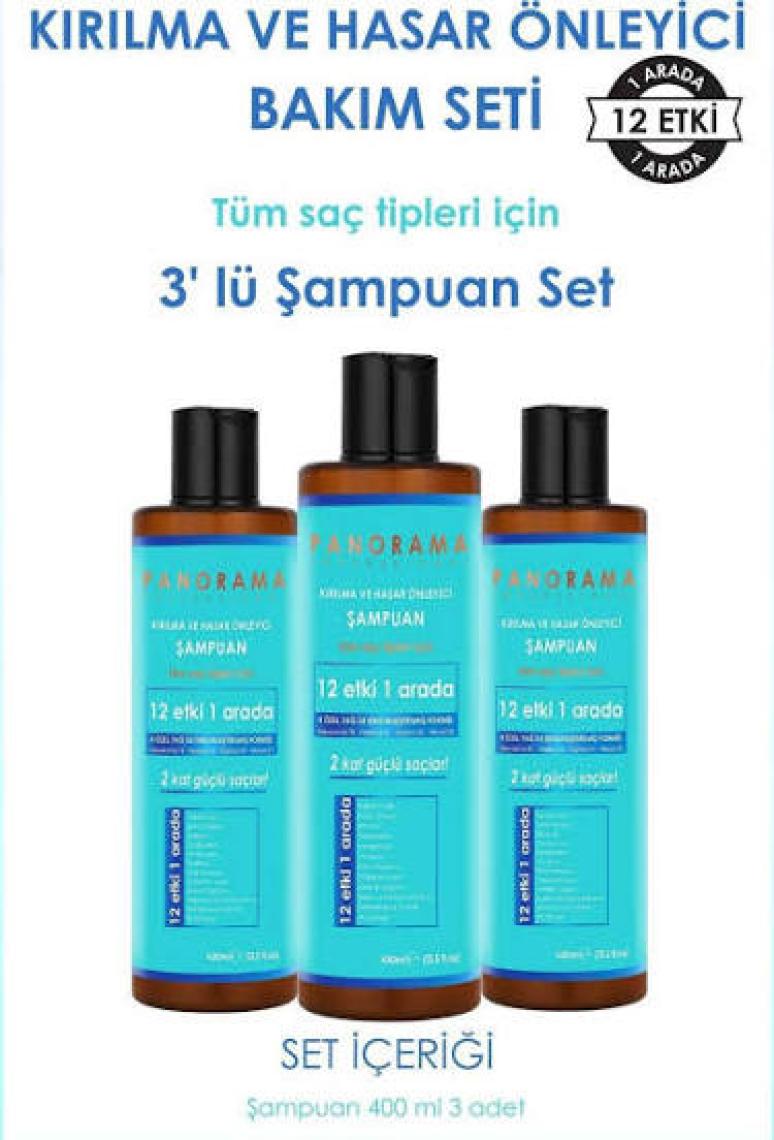 Panorama Professional Kırılma Ve Hasar Önleyici Bakım Seti 2 Kat Güçlü Saçlar 12 Etki 1 Arada/400 Ml X3 Şampuan 3'Lü Set vegan