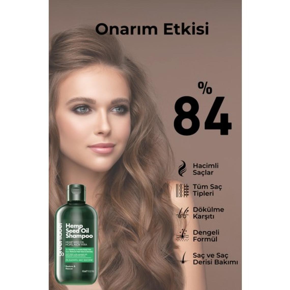 Green Label Kenevir Özlü Tuzsuz Parabensiz Sülfatsız Kepek Karşıtı Bakım Ve Onarım Şampuanı 400ml.