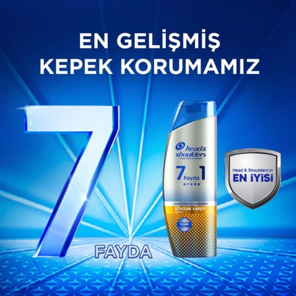 Head & Shoulders Şampuan 7 Fayda 1 Arada Dökülme Karşıtı Kafeinli ve Kepeğe Karşı Etkili Güçlü Formül 300 ml
