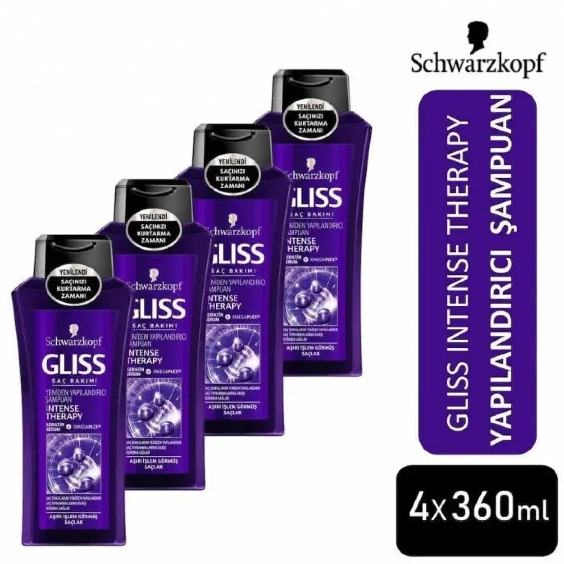 Gliss Intense Therapy Yeniden Yapılandırıcı Şampuan - Omega Plex ve Acai Üzümü ile 360 ml