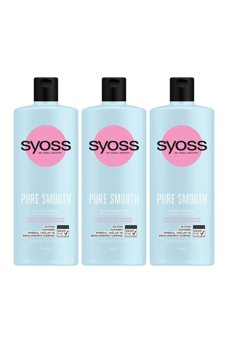 Syoss Pure Smooth Micellar Şampuan 500 ml x 3 Adet
