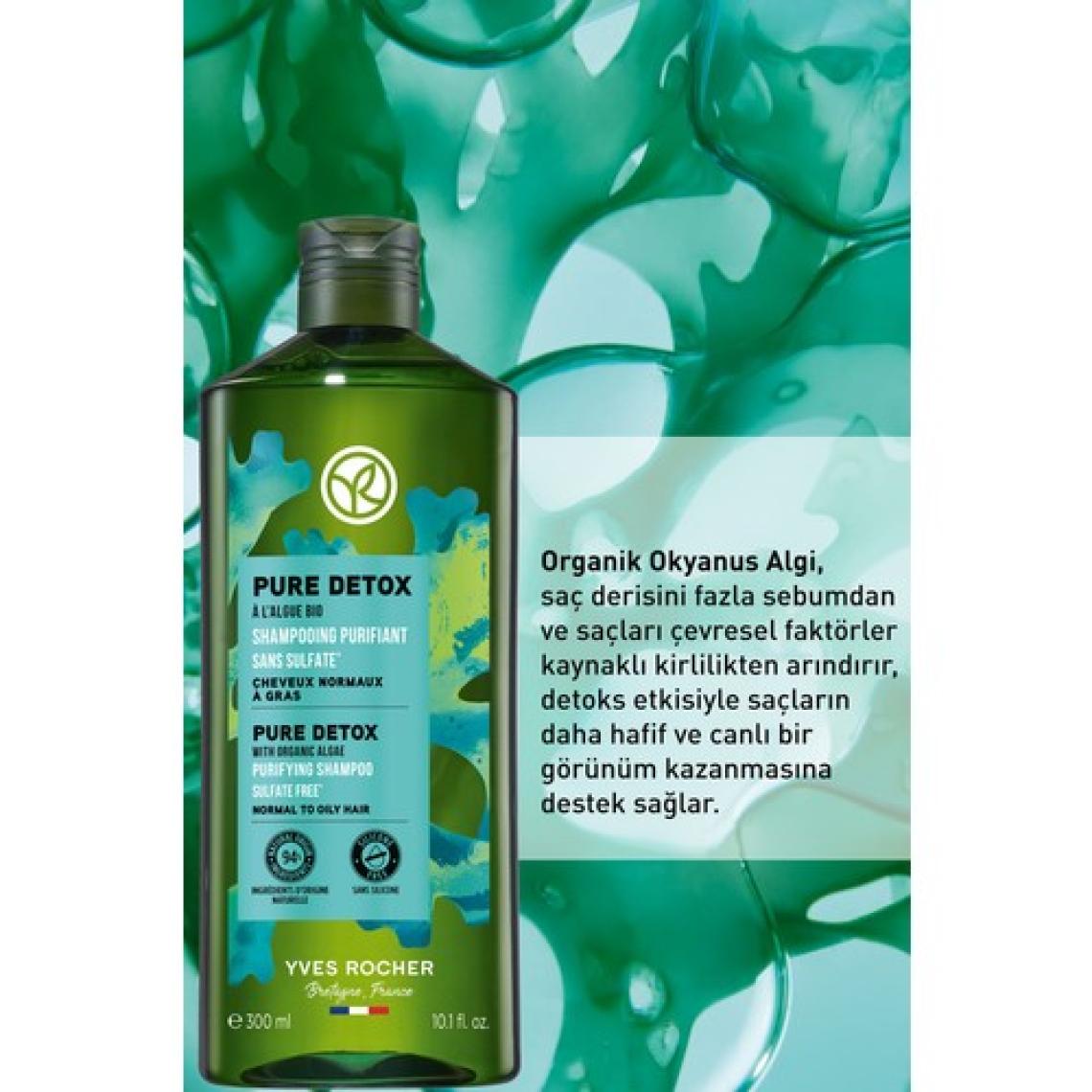 Yves Rocher Yağlı Saçlar İçin (Pure Detox) Arındırıcı Şampuan - Sülfatsız & Vegan-300 ml