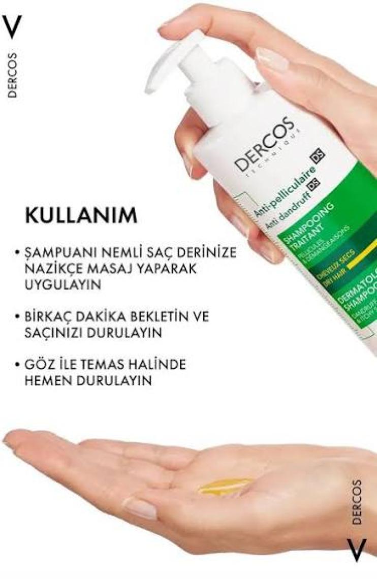 Vichy Dercos Şampuan Kuru ve Kepekli 390 ml K9623