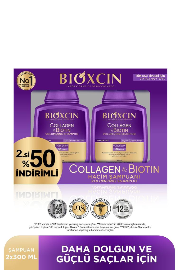 Bioxcin Collagen ve Biotin Hacim Veren Şampuan 2x300 ml