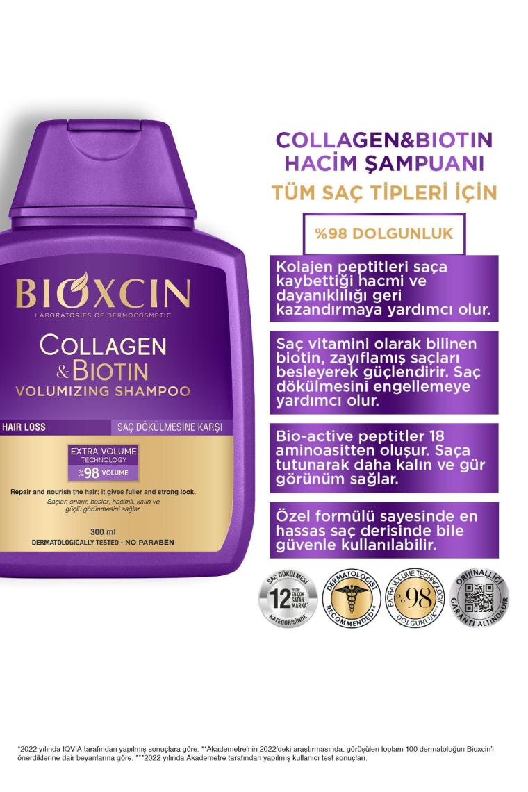 Bioxcin Collagen ve Biotin Hacim Veren Şampuan 2x300 ml