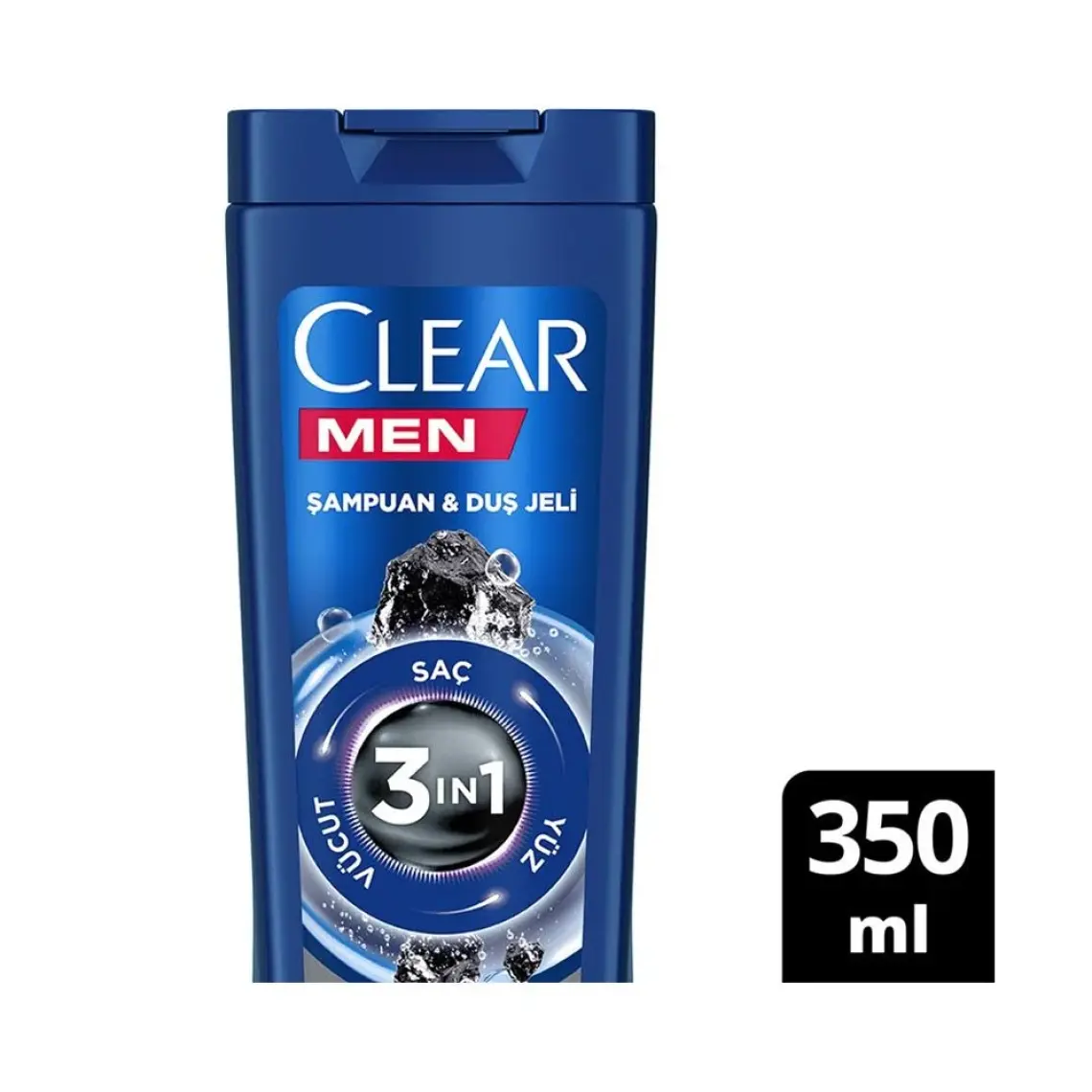 Clear Men 3 in 1 Şampuan & Duş Jeli Arındırıcı Kömür Saç Yüz Vücut İçin 350 ml