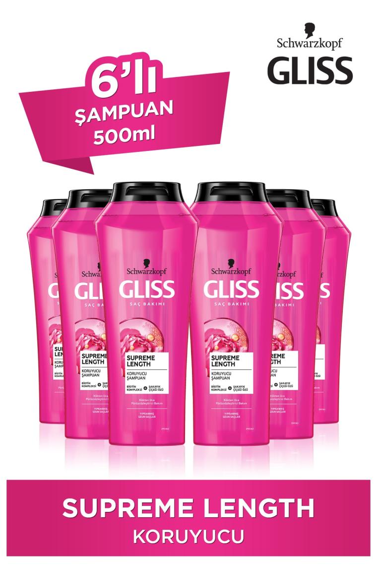 Supreme Length Koruyucu Şampuan - Biotin Kompleksi Ve Şakayık Çiçeği Özü Ile 500 ml X 6 Adet