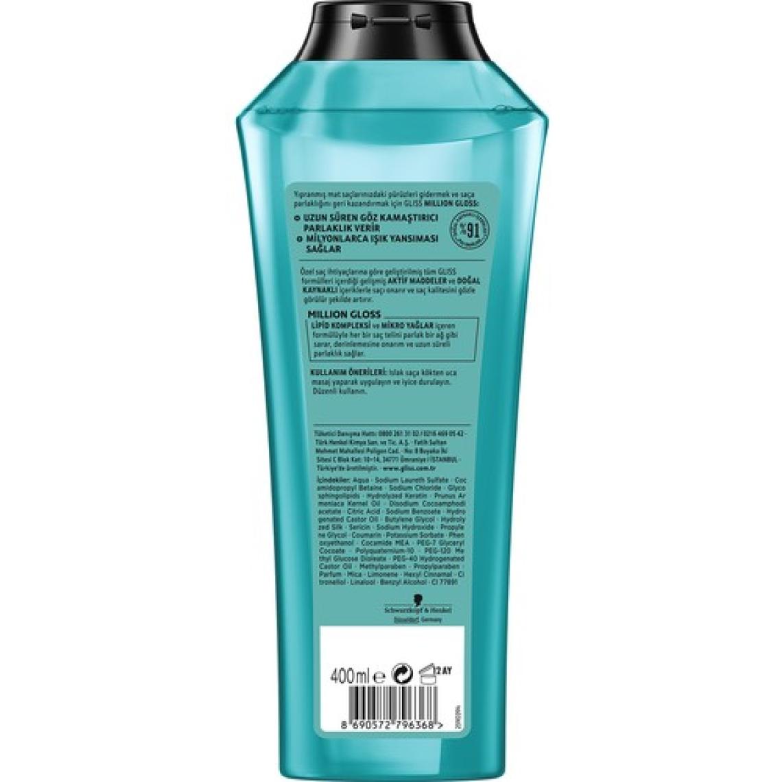 Gliss Million Gloss Yoğun Parlaklık veren Şampuan - Lipid Kompleksi ve Mikro Yağlar ile 400 ml