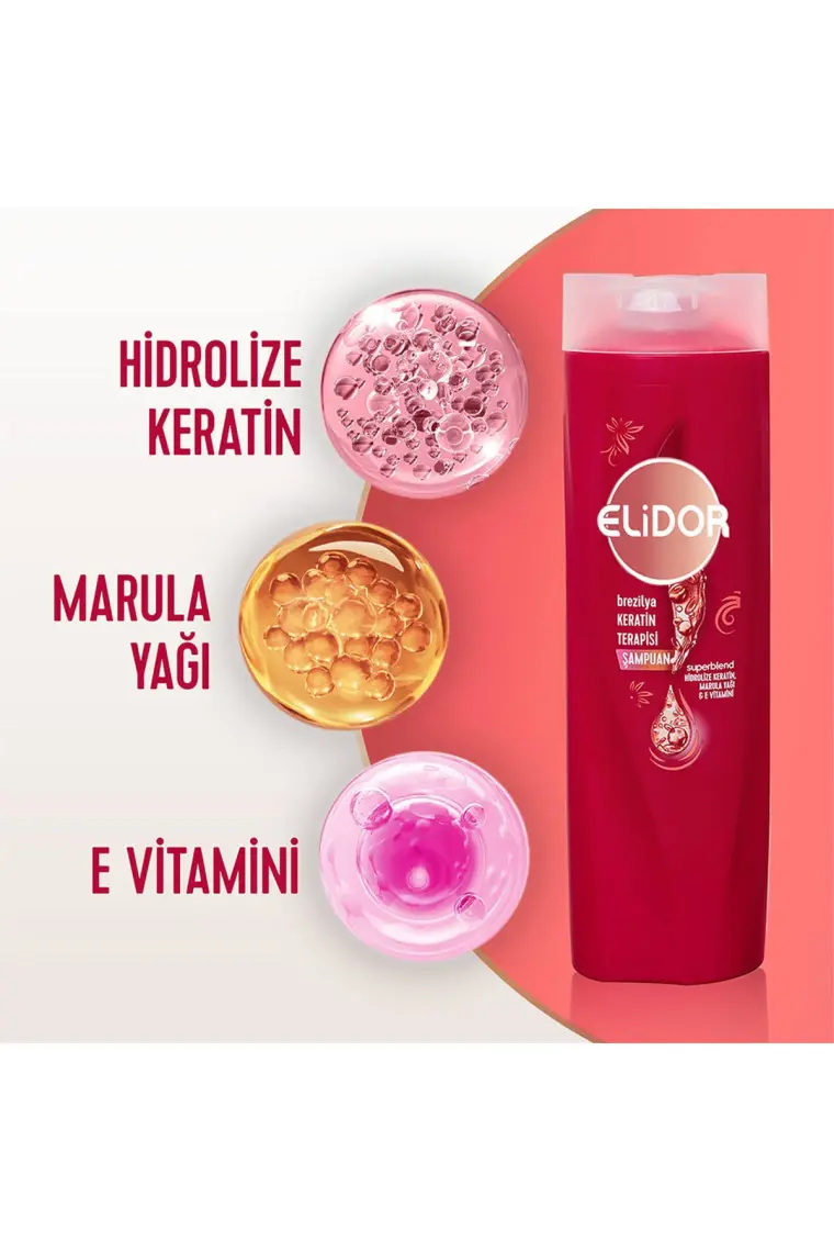 Elidor Şampuan Brezilya Keratin Terapisi Hidrolize Keratin Marula Yağı E Vitamini 400 ml