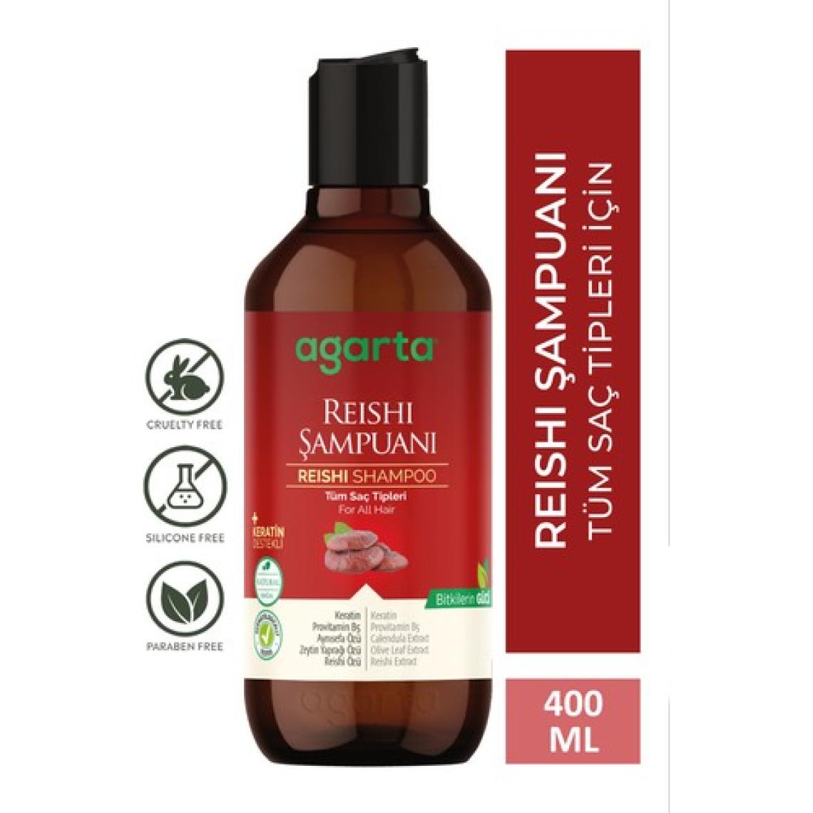 Agarta Doğal Reishi Şampuan - Tüm Saç Tipleri için Besleyici ve Onarıcı Etki, 400 ml, Bitkisel Formül, Paraben İçermez