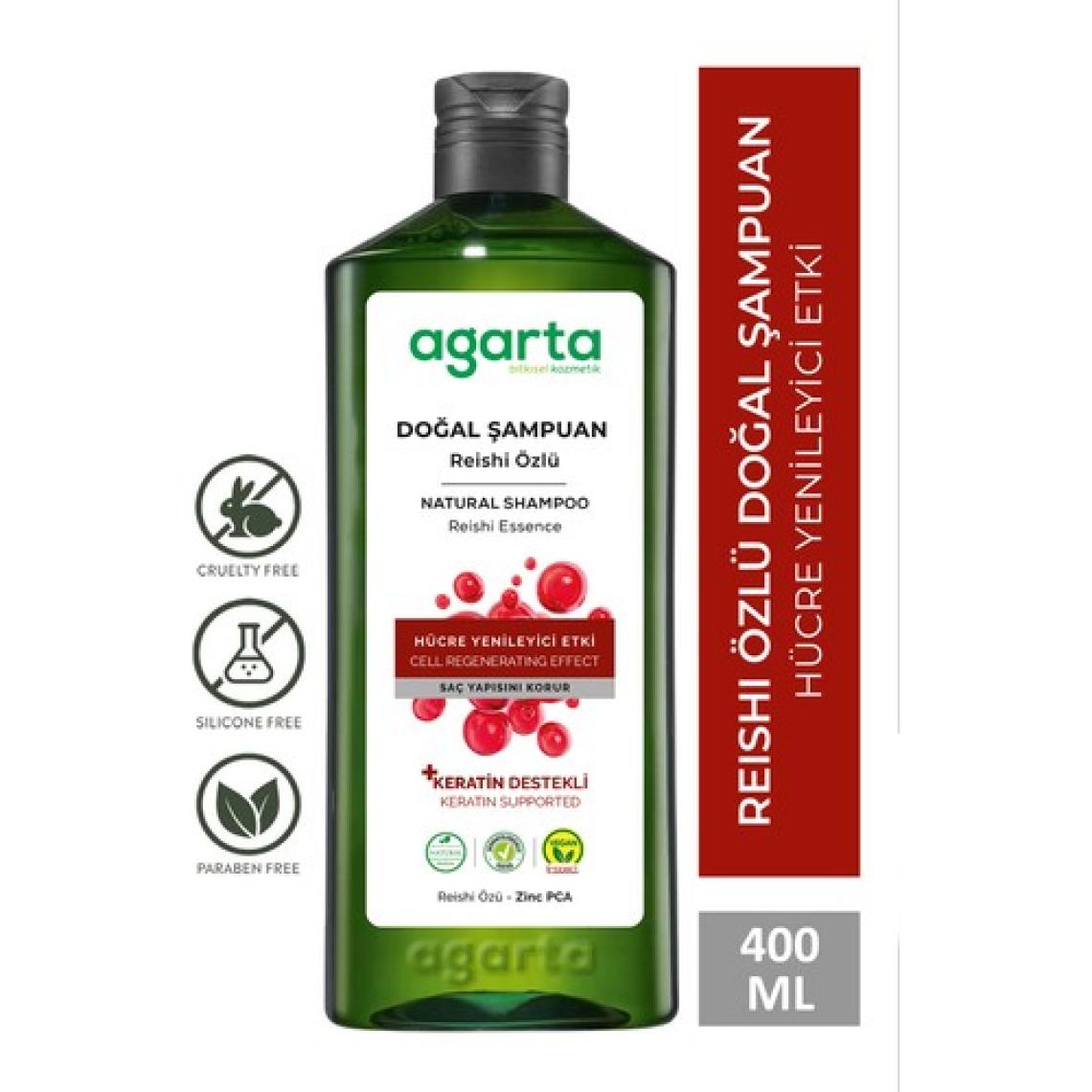 Agarta Doğal Reishi Şampuan - Tüm Saç Tipleri için Besleyici ve Onarıcı Etki, 400 ml, Bitkisel Formül, Paraben İçermez